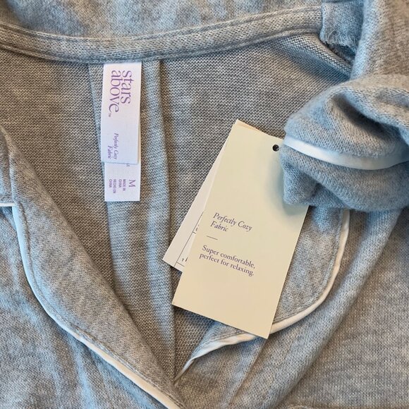 Stars Above Womens Grey Soft Knit Button Down Night Gown Lounge Pajamas- Med NWT - Picture 5 of 7